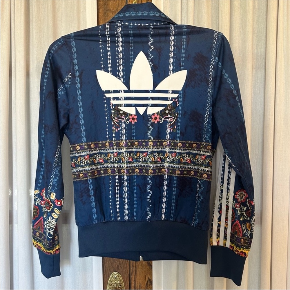 Farm Rio + adidas Cirandiera Blue Floral Zipper Front Jacket Size M - Picture 9 of 14